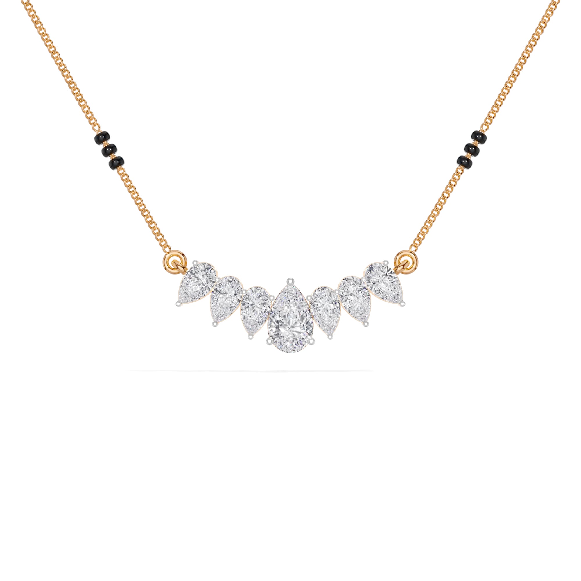 Rose Gold 1 50Ct Graduated Prong Pear Lab Grown Diamond Qyra Mangalsutra