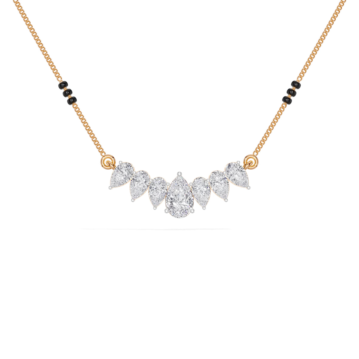 Rose Gold 1 50Ct Graduated Prong Pear Lab Grown Diamond Qyra Mangalsutra
