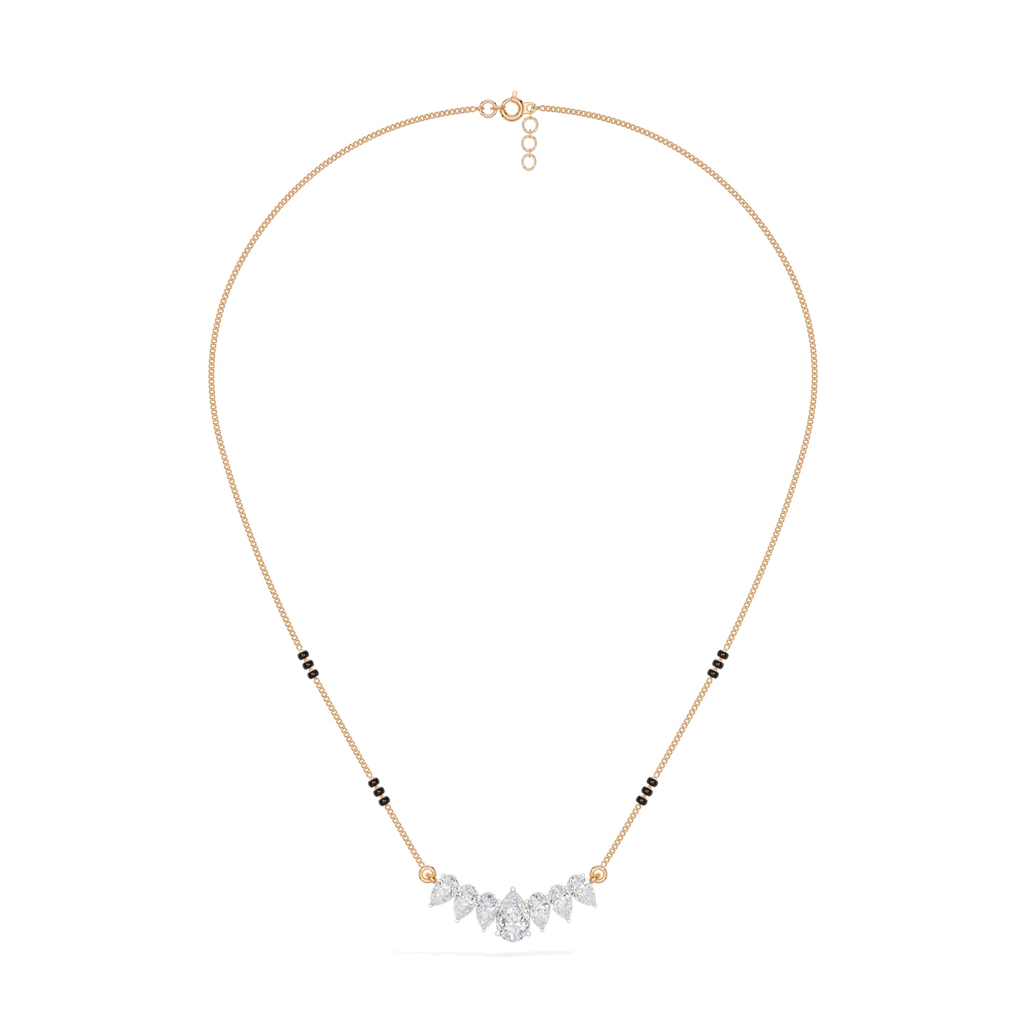 Rose Gold 1 50Ct Graduated Prong Pear Lab Grown Diamond Qyra Mangalsutra