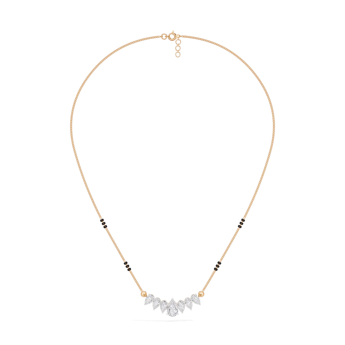Rose Gold 1 50Ct Graduated Prong Pear Lab Grown Diamond Qyra Mangalsutra