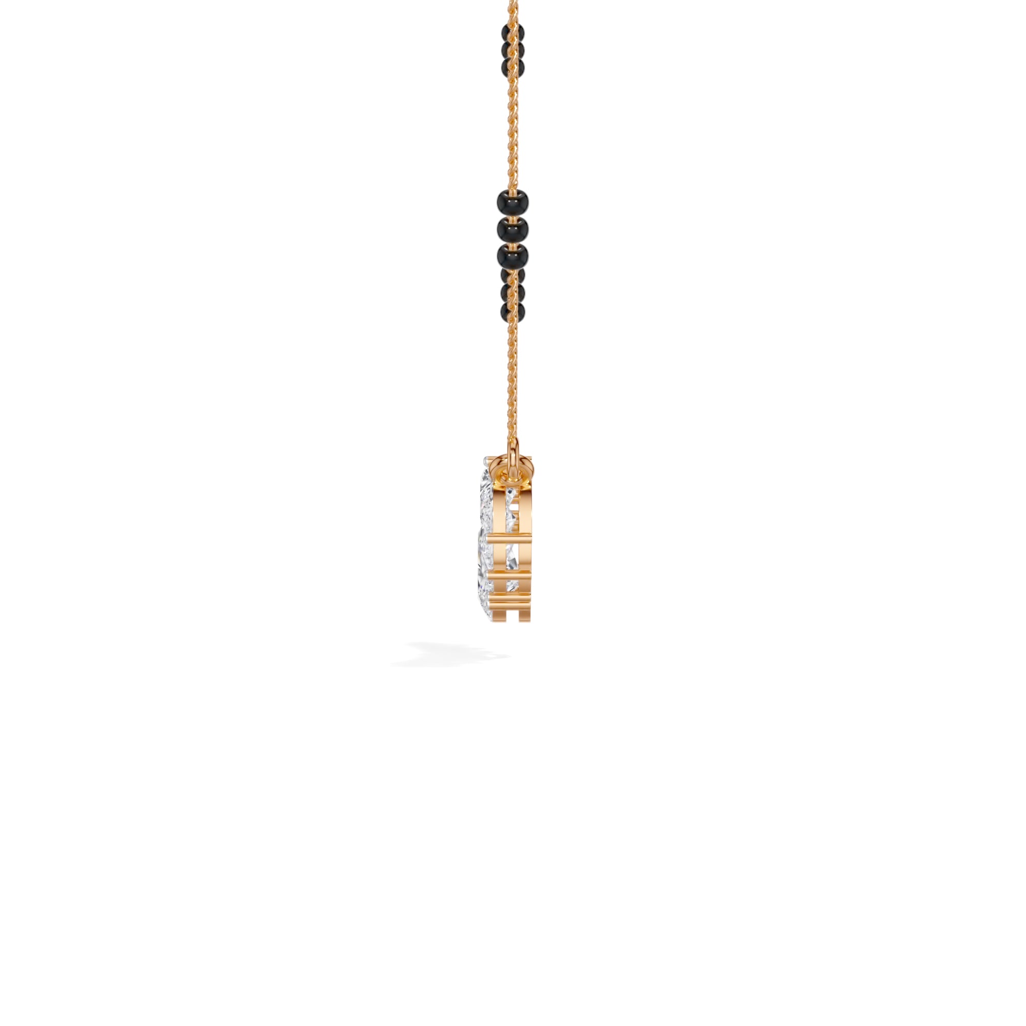 Rose Gold 1 50Ct Graduated Prong Pear Lab Grown Diamond Qyra Mangalsutra