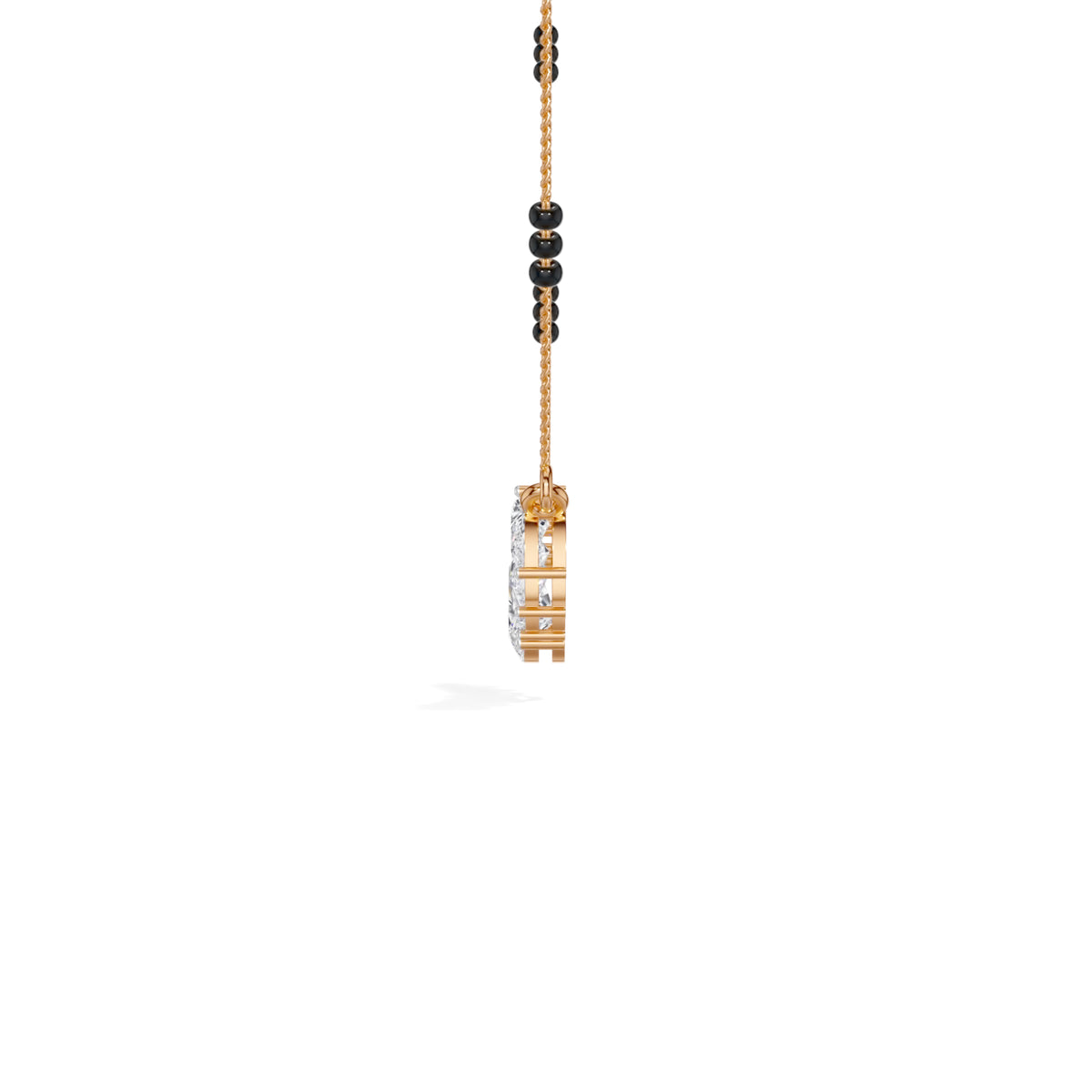 Rose Gold 1 50Ct Graduated Prong Pear Lab Grown Diamond Qyra Mangalsutra