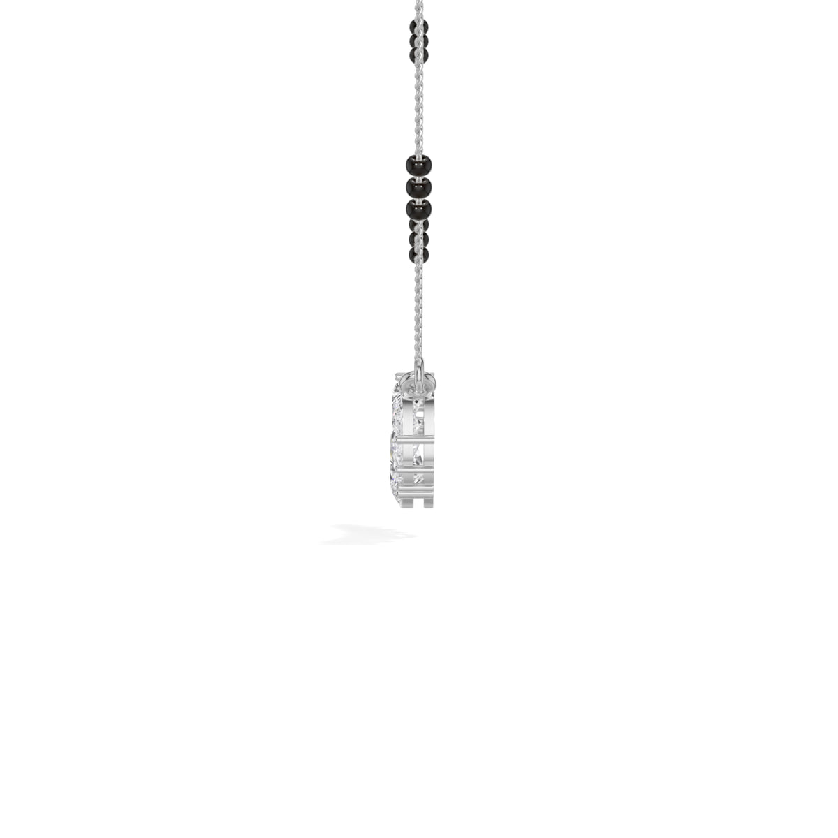 White Gold 1 50Ct Graduated Prong Pear Lab Grown Diamond Qyra Mangalsutra