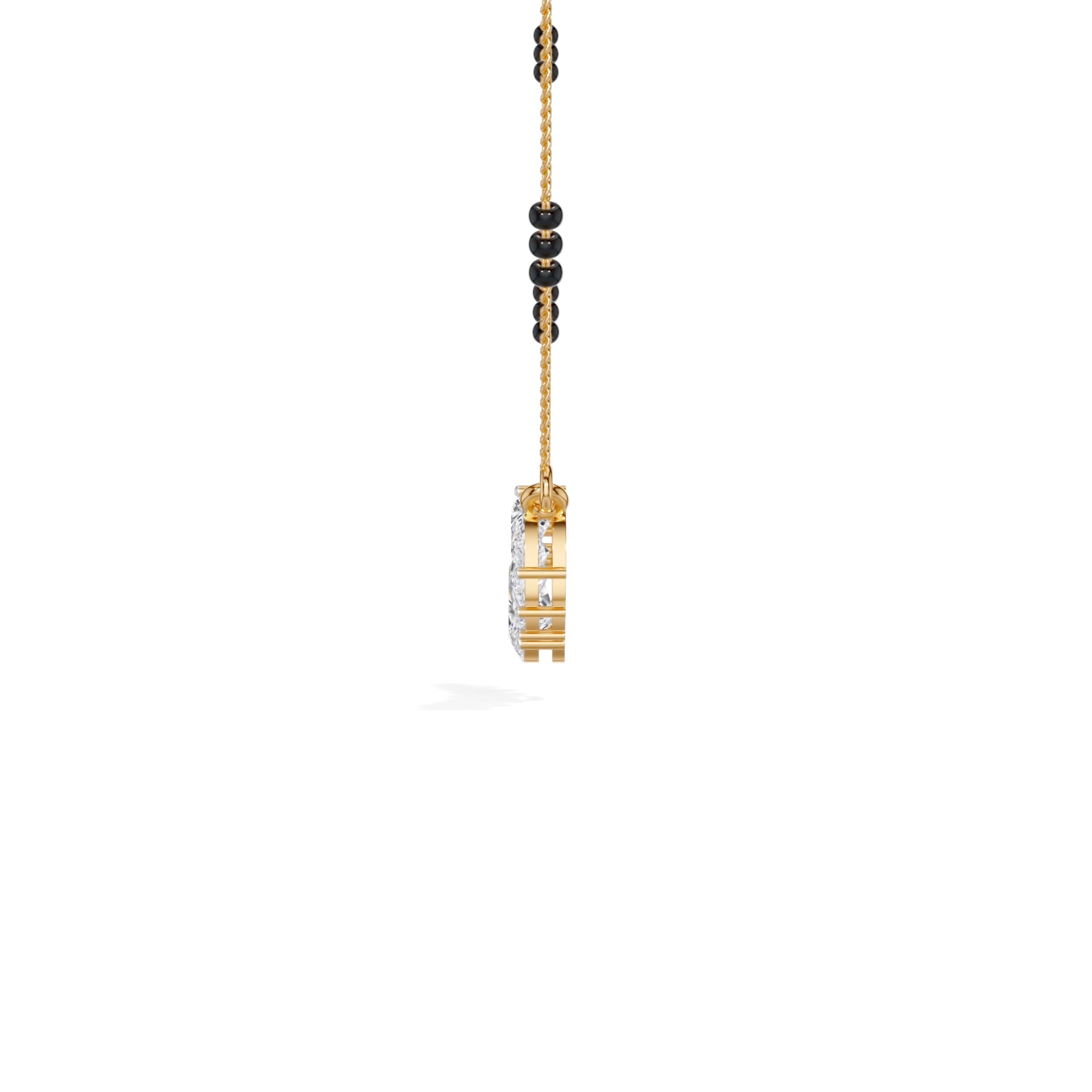 Yellow Gold 1 50Ct Graduated Prong Pear Lab Grown Diamond Qyra Mangalsutra