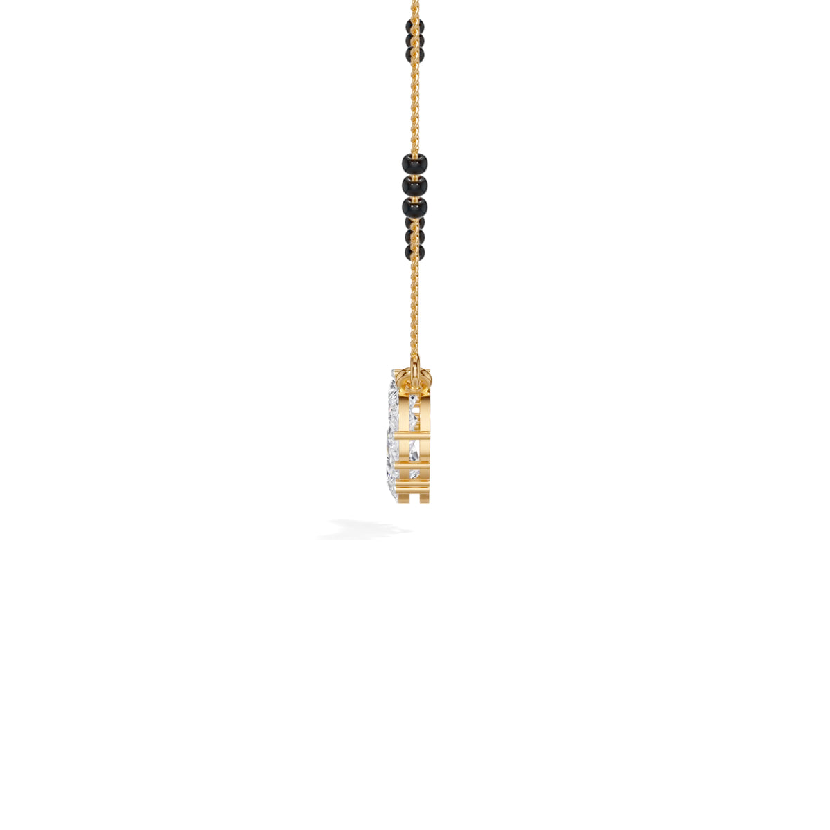 Yellow Gold 1 50Ct Graduated Prong Pear Lab Grown Diamond Qyra Mangalsutra