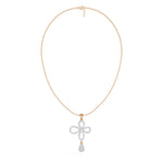 Rose Gold Floral Pave Drop Round Lab Grown Diamond Aroven Pendant