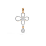 Rose Gold Floral Pave Drop Round Lab Grown Diamond Aroven Pendant
