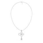White Gold Floral Pave Drop Round Lab Grown Diamond Aroven Pendant