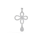 White Gold Floral Pave Drop Round Lab Grown Diamond Aroven Pendant