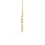 Yellow Gold Floral Pave Drop Round Lab Grown Diamond Aroven Pendant