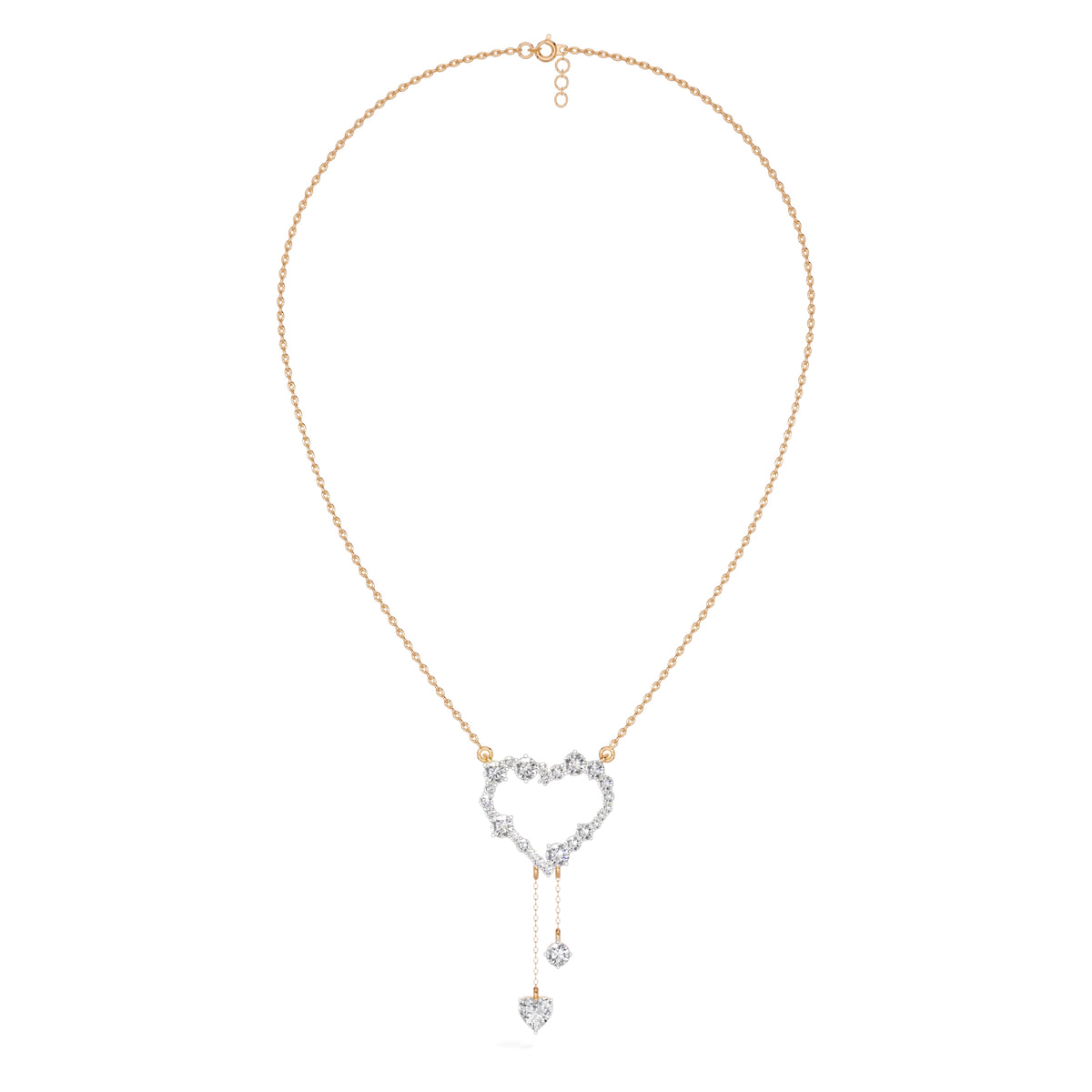 Rose Gold 2Ct Round Heart Dangle Lab Grown Diamond Orlena Pendant