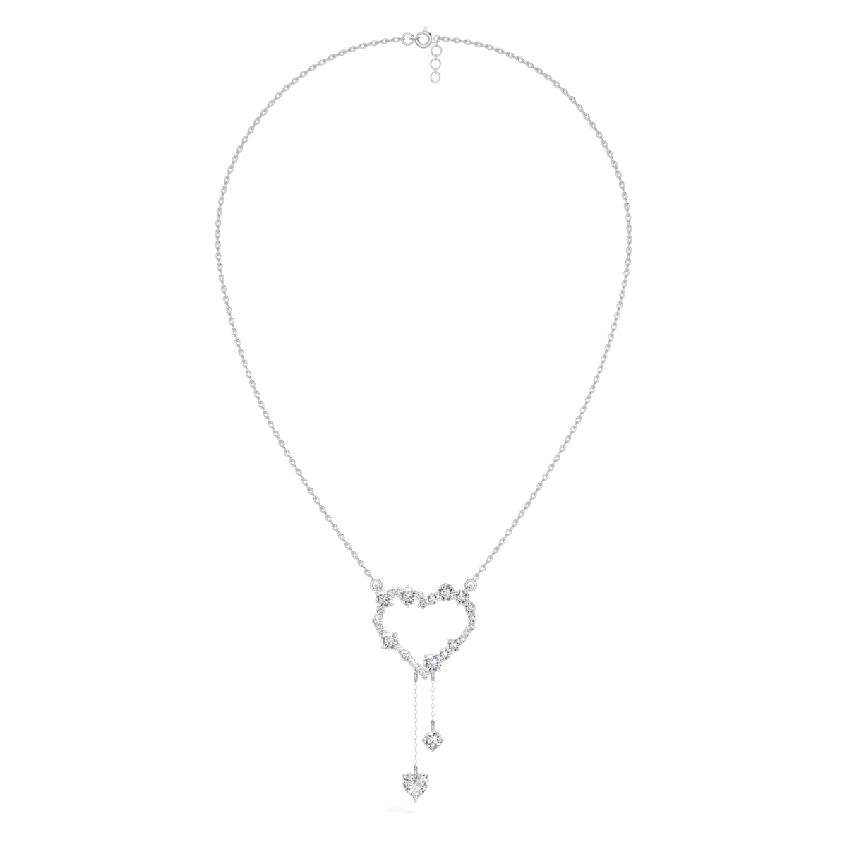 White Gold 2Ct Round Heart Dangle Lab Grown Diamond Orlena Pendant