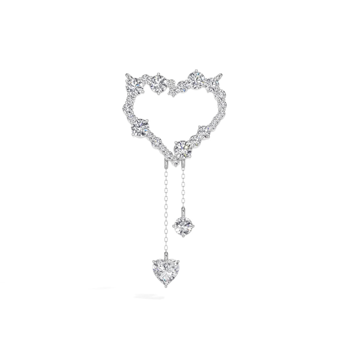 White Gold 2Ct Round Heart Dangle Lab Grown Diamond Orlena Pendant