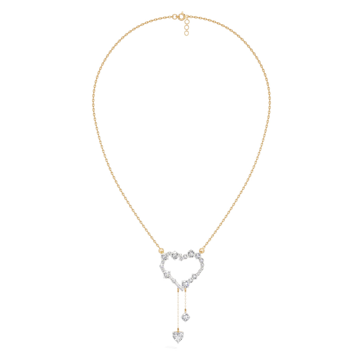 Yellow Gold 2Ct Round Heart Dangle Lab Grown Diamond Orlena Pendant