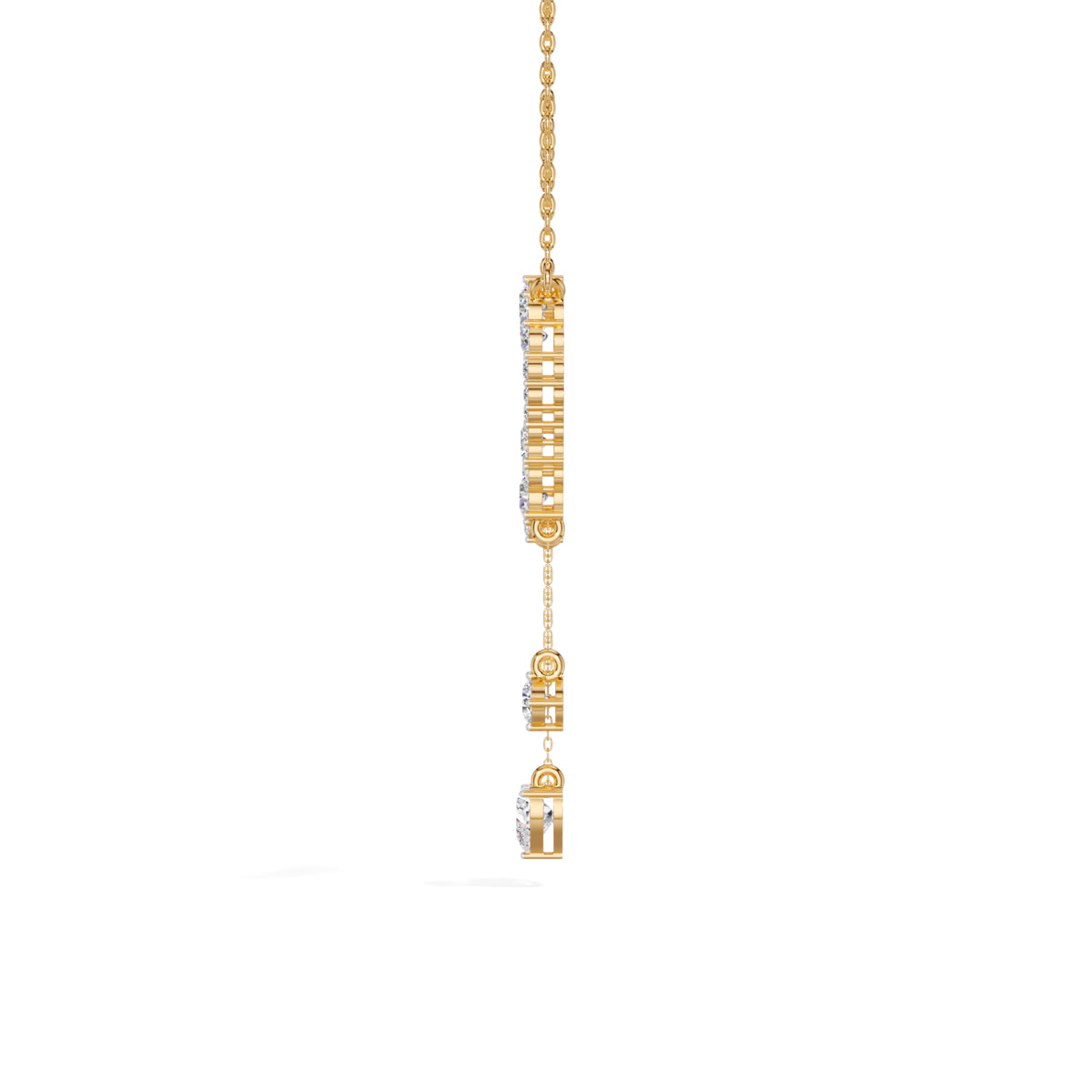 Yellow Gold 2Ct Round Heart Dangle Lab Grown Diamond Orlena Pendant