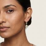 Gold Halo Drop Setting Radiant Lab Grown Diamond Sarela Earring
