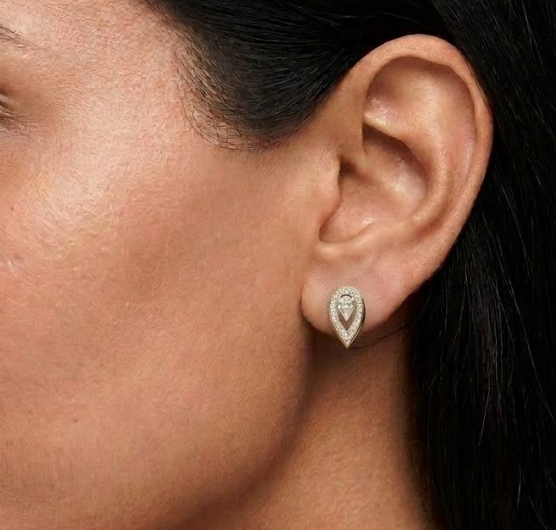 Pear Halo Lab Grown Diamond Stud Selore Earrings