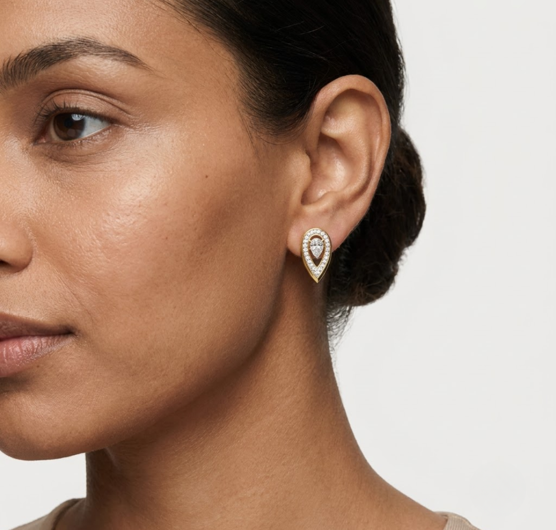 Pear Halo Lab Grown Diamond Stud Selore Earrings