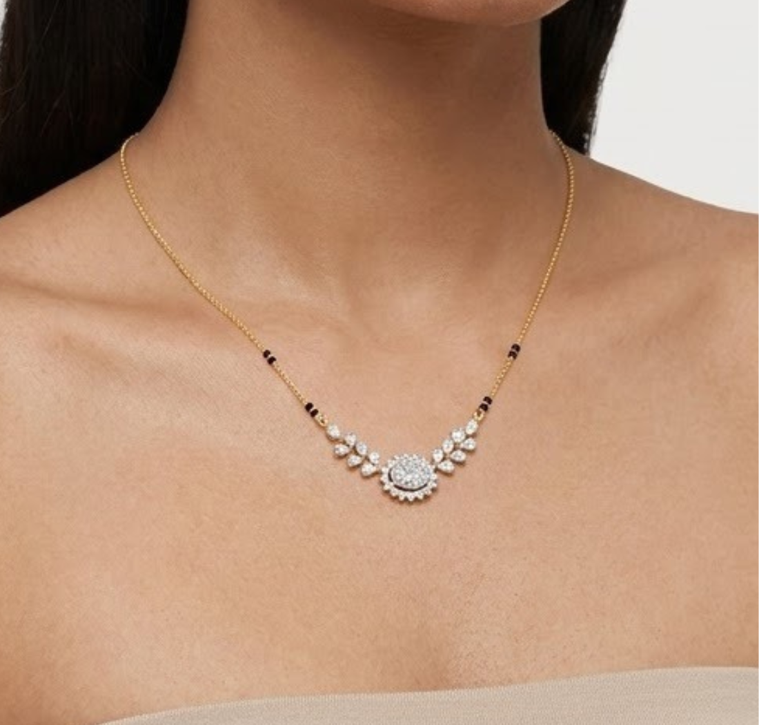 Oval Halo Pear Wing Lab Grown Diamond Seraphine Mangalsutra Necklace