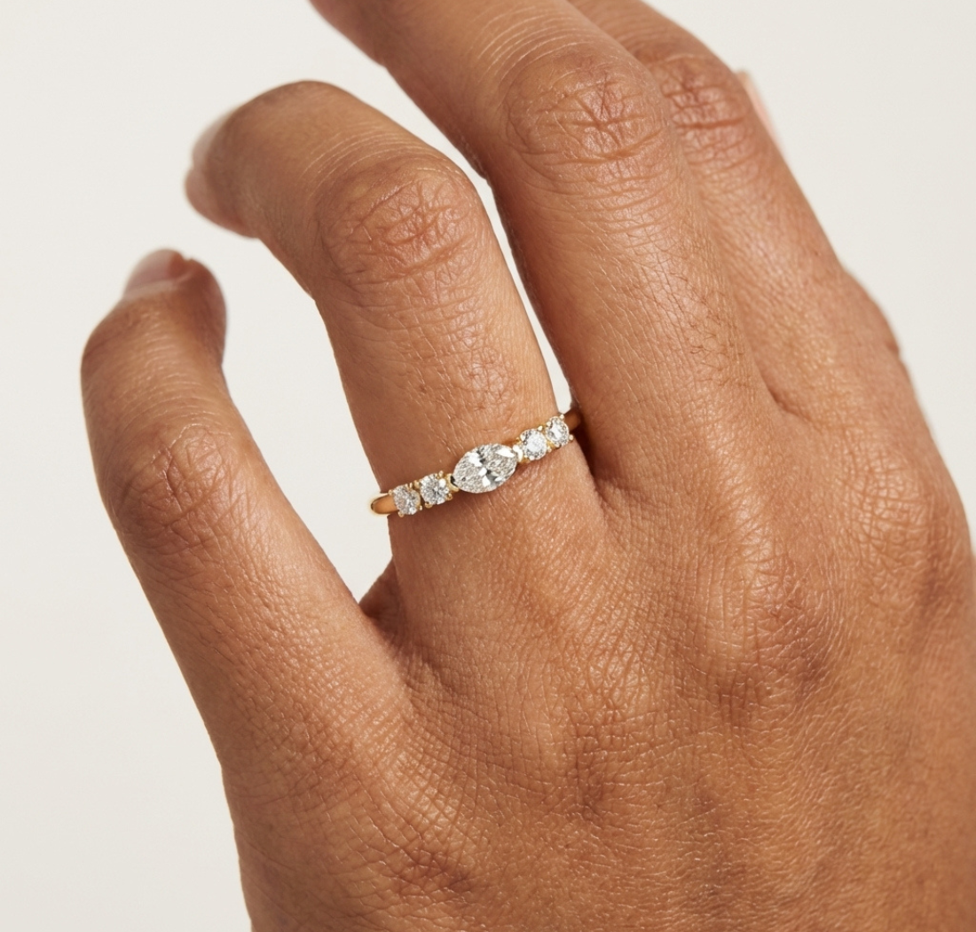 Gold Classic Oval Band Lab Grown Diamond Serix Ring