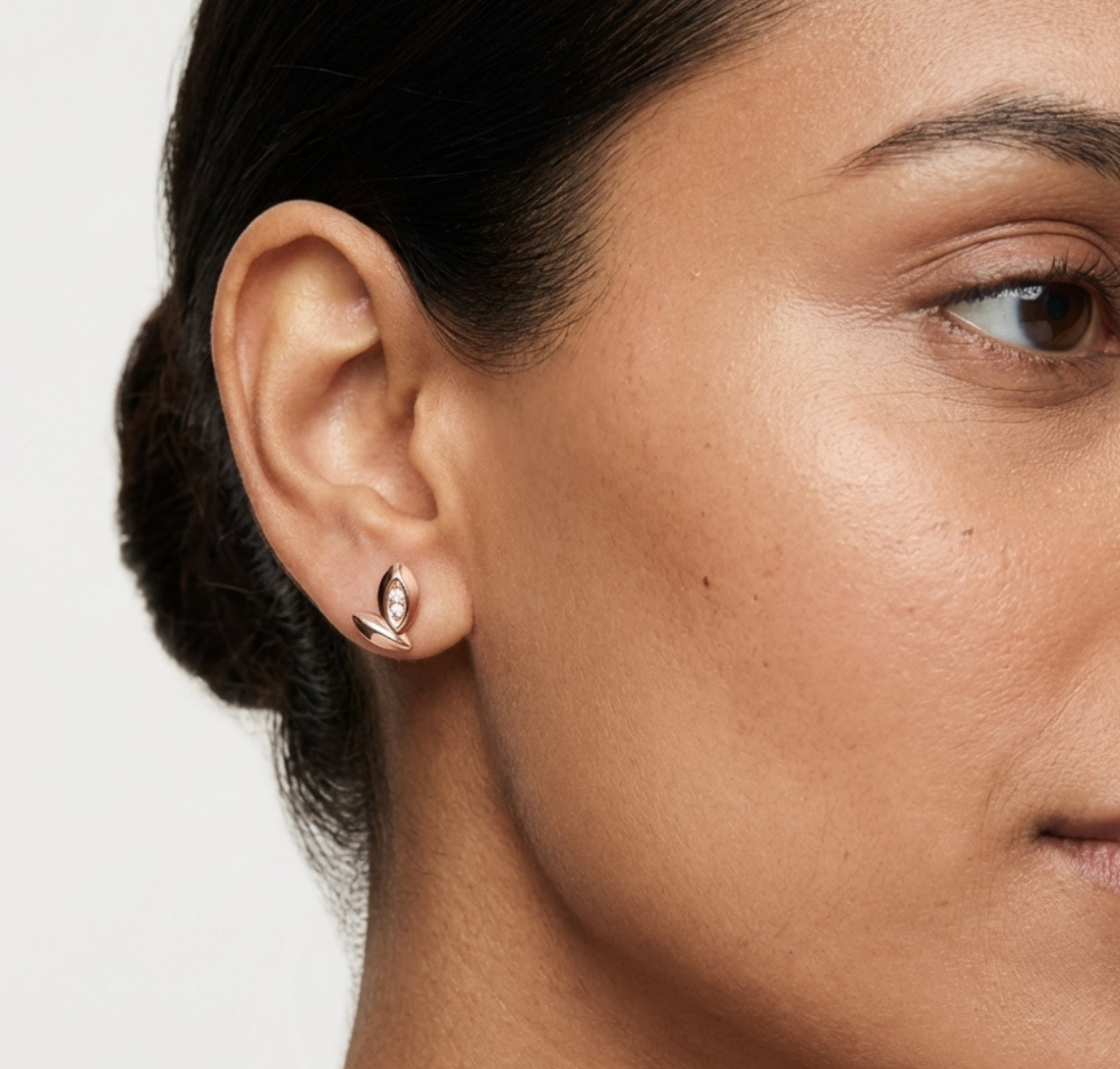Gold Petal Cluster Round Lab Grown Diamond Sivon Earring