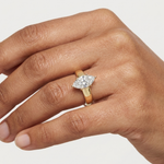 Gold 2Ct Marquise Solitaire Lab Grown Diamond Solenai Ring