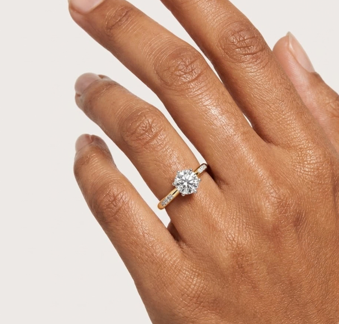 Round Six-Prong Pave Lab Grown Diamond Solene Engagement Ring 