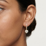 Gold Halo Drop Setting Heart Lab Grown Diamond Solyn Earring
