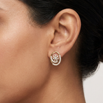 Gold Spiral Halo Floral Design Round Lab Grown Diamond Sylor Earring
