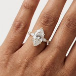Gold 4Ct 6Prongs Solitaire Marquise Side Stone Lab Grown Diamond Tad Ring
