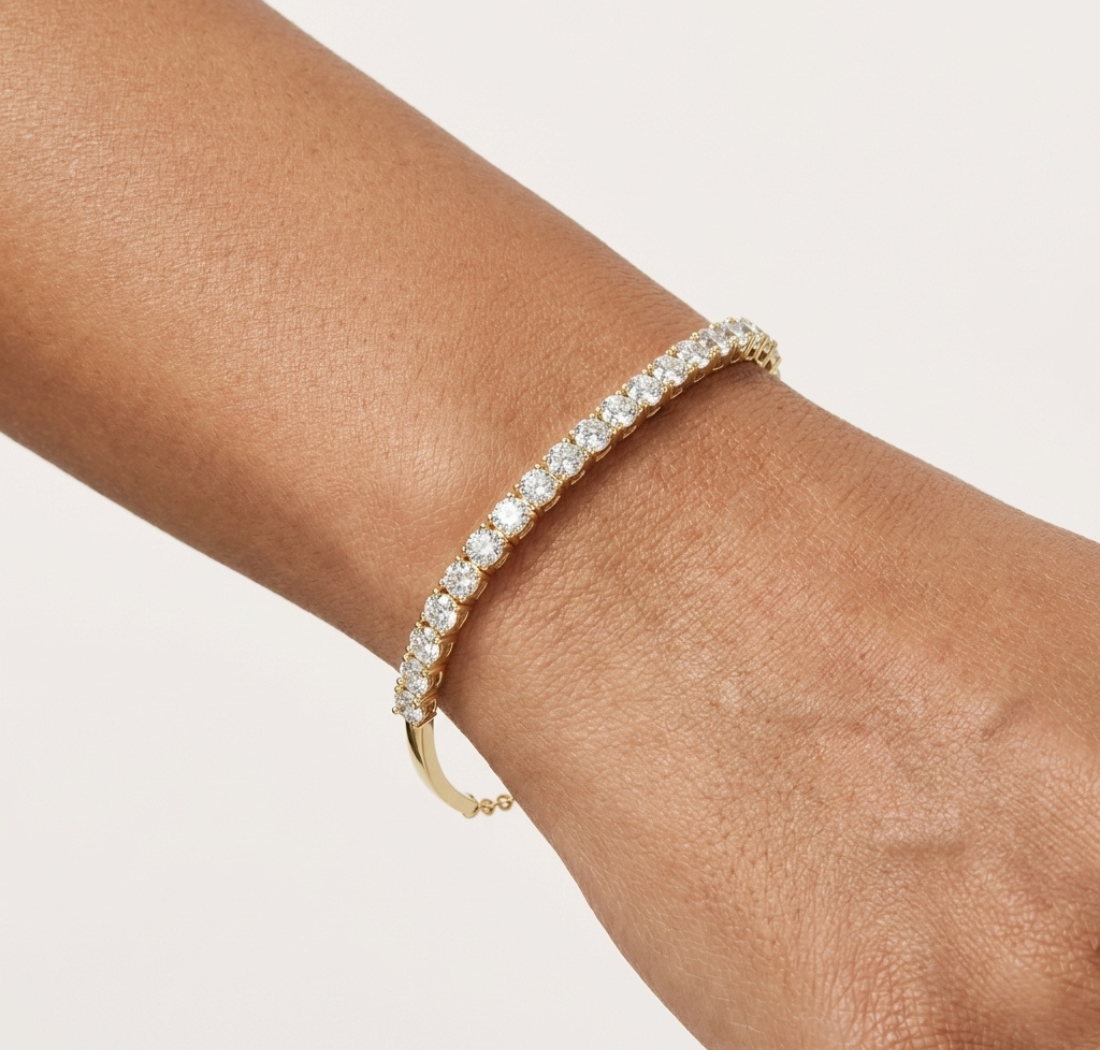 Gold 2Ct Half Tennis Round Lab Grown Diamond Tess Bracelet