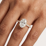 Gold 3Ct Solitaire Pave Oval Lab Grown Diamond Tovia Ring