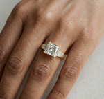 Gold 3Ct Princess Three Stone Lab Grown Diamond Troil Ring