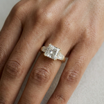 Gold 3Ct Princess Three Stone Lab Grown Diamond Troil Ring