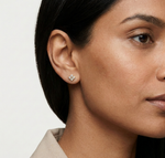 Gold Geometric Cluster Design Princess Lab Grown Diamond Ulren Earring