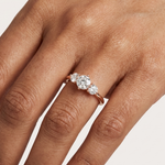 Gold 1Ct Three Stone Round Lab Grown Diamond Uvenna Ring