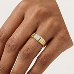 Gold 1Ct Bezel Setting Emerald Lab Grown Diamond Vairo Ring