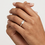 Gold Solitaire Pave Baguette Lab Grown Diamond Velra Ring
