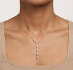 Gold Linear Drop Round Lab Grown Diamond Velrix Pendant