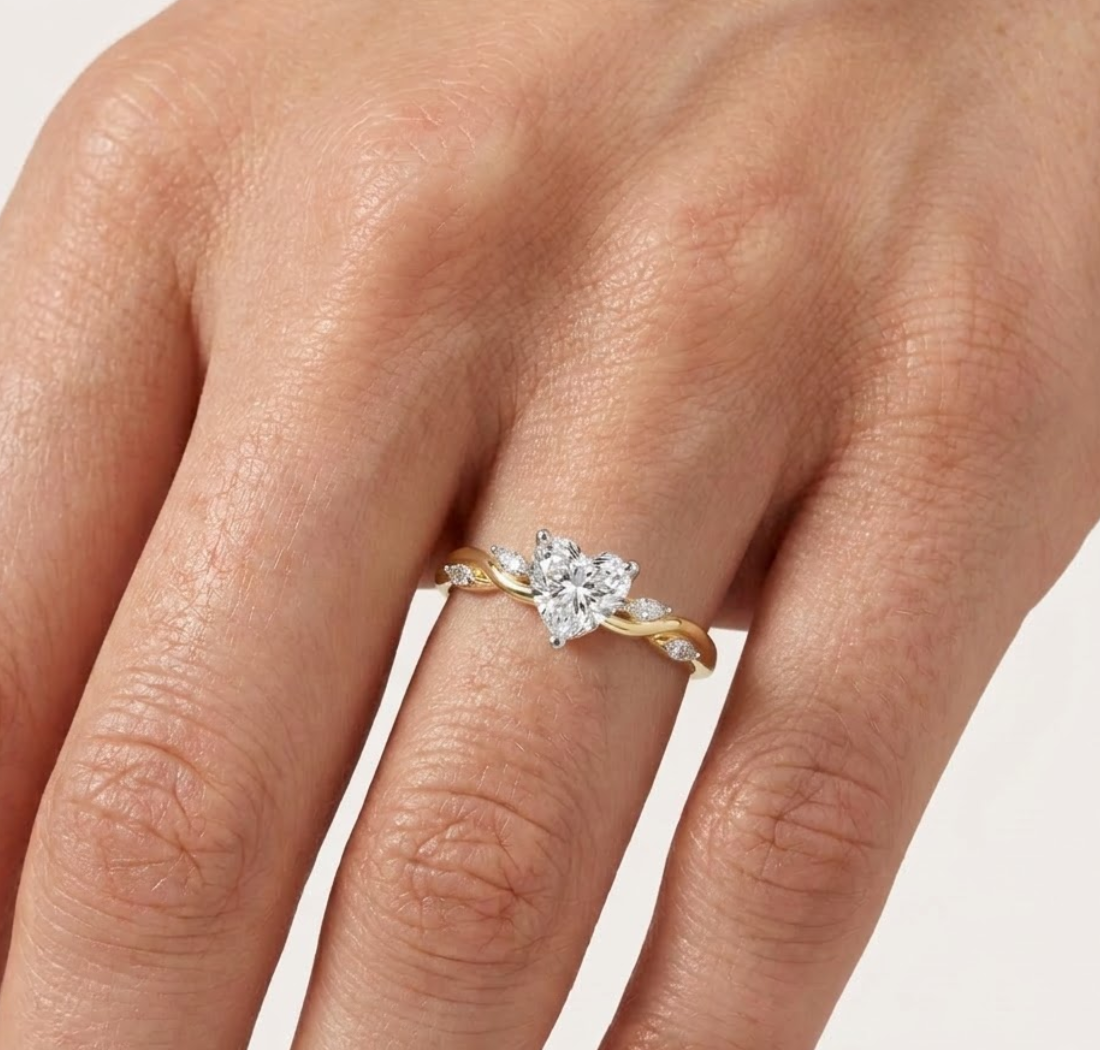 Heart Shaped Vine Lab Grown Diamond Verena Engagement Ring