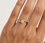 Gold Three Stone Ring Round Lab Grown Diamond Virel Ring