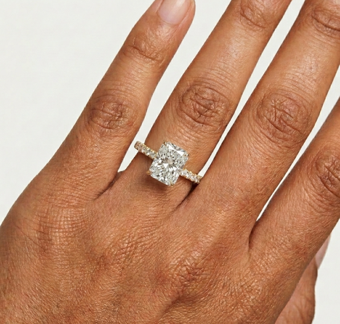 Gold 2Ct Radiant Pave Lab Grown Diamond Vireya Ring