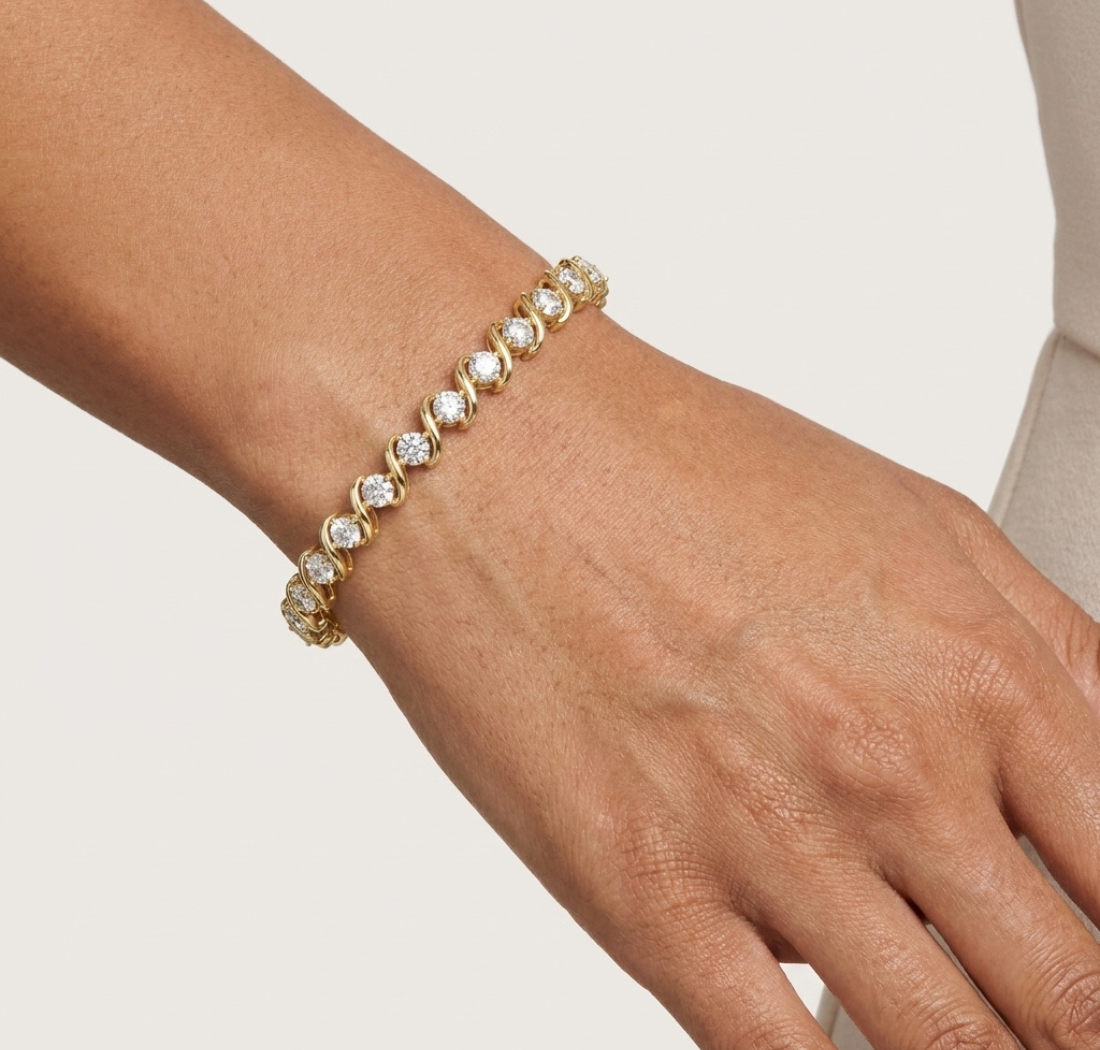 Gold 6Ct Round Cut Lab Grown Diamond Tennis Vorex Bracelet