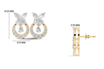 Gold 1Ct Swirl Halo Drop Design Pear Lab Grown Diamond Wylin Earring
