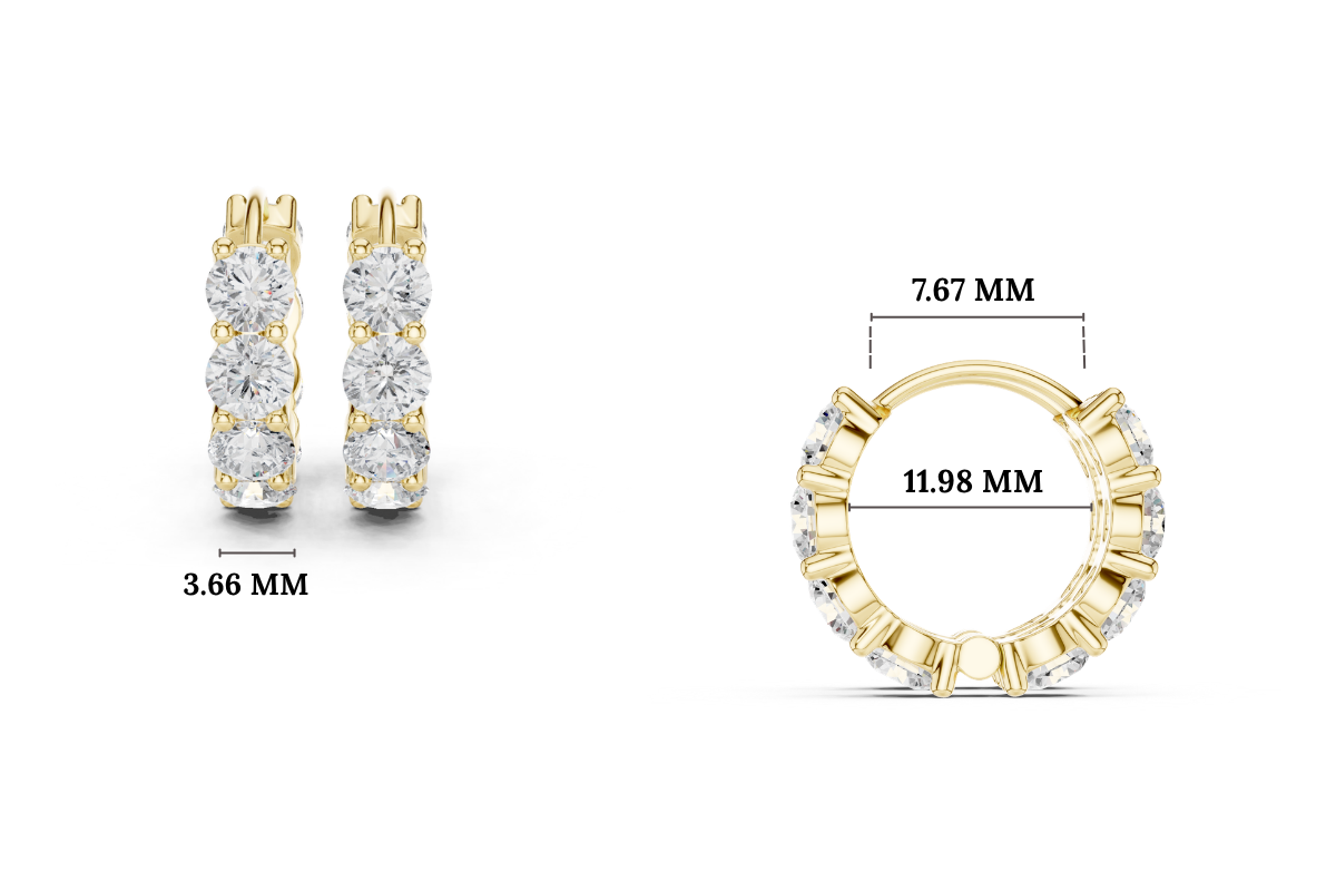 Gold 4Ct Eternity Floral Round Lab Grown Diamond Pylar Earring