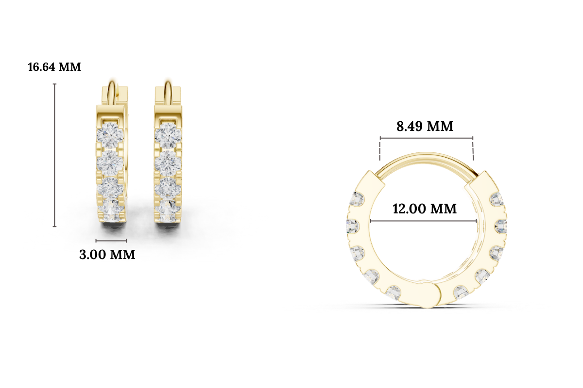 Gold 1Ct Channel Round Lab Grown Diamond Qirex Earring