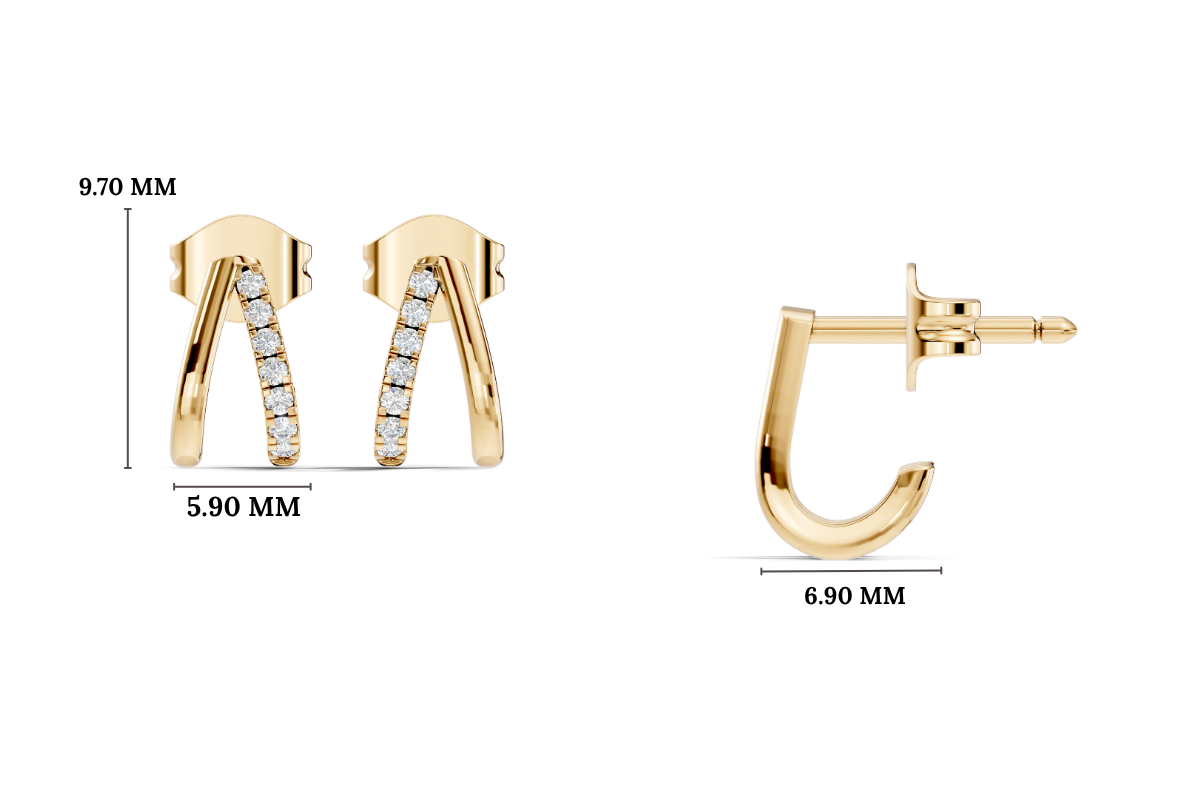 Gold Round Pave Huggie Lab Grown Diamond Zyrix Earring