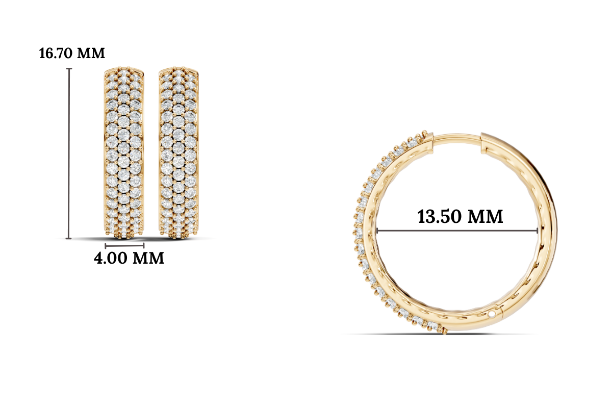 Gold Round Pave Hoop Lab Grown Diamond Belor Earring