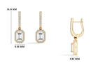 Gold 2Ct Halo Drop Emerald Lab Grown Diamond Helor Earring