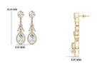 Gold 3Ct Oval Pave Halo Drop Lab Grown Diamond Tiryn Earring